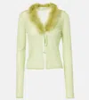 Blumarine Feather-trimmed Cardigan In Green