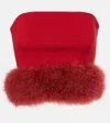 Blumarine Feather-trimmed Crêpe Crop Top In Red