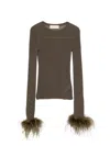 Blumarine Green Sweaters In Brown