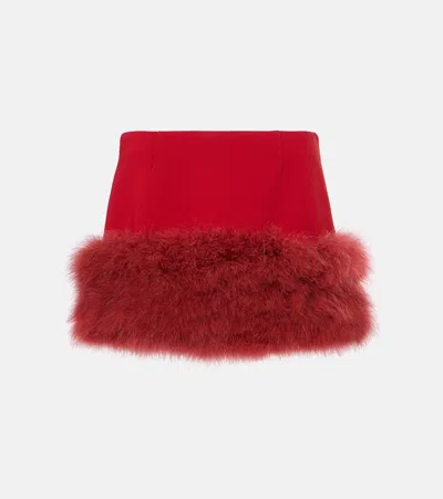Blumarine Feather-trimmed Miniskirt In Red