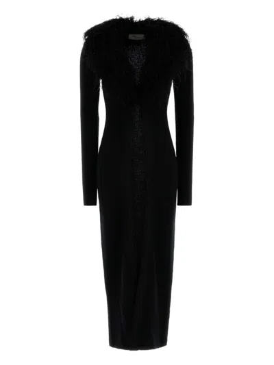 BLUMARINE FEATHER-TRIMMED WOOL COAT