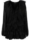 Blumarine Polka-dot Print Ruffled Minidress In Black
