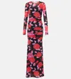 Blumarine Fine Jer Printed Maxi Dress In Black