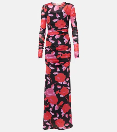 Blumarine Fine Jer Printed Maxi Dress In Multi