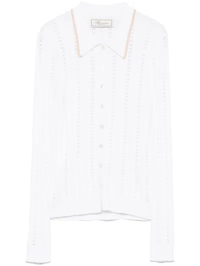 Blumarine Fine-ribbed Shirt In White