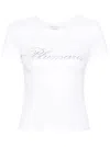 Blumarine Women Logo Cotton T-shirt In White