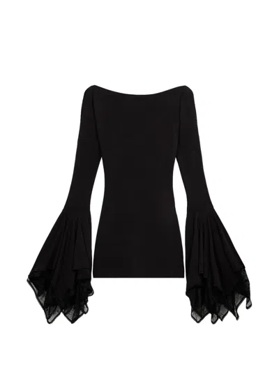 Blumarine Flared Sleeve Mini Dress In Black