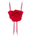 Blumarine Floral-appliqué Cropped Top In Red