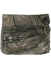 Blumarine Floral-appliqué Fitted Miniskirt In Brown
