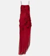 Blumarine Embroidered Long Dress In Red