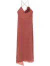 Blumarine Brick Crepe Dress In Braun