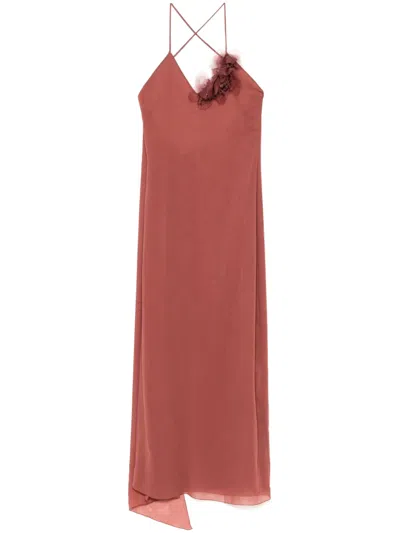 BLUMARINE FLORAL-APPLIQUÉ GEORGETTE MAXI DRESS