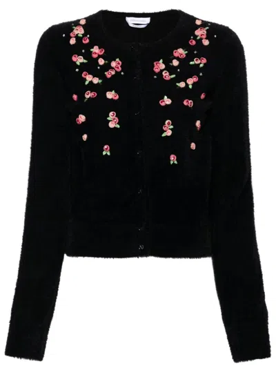 BLUMARINE FLORAL-APPLIQUÉ KNITTED CARDIGAN