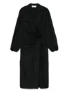 Blumarine Long Sleeve Wrap Dress With Floral Embellishment In Black
