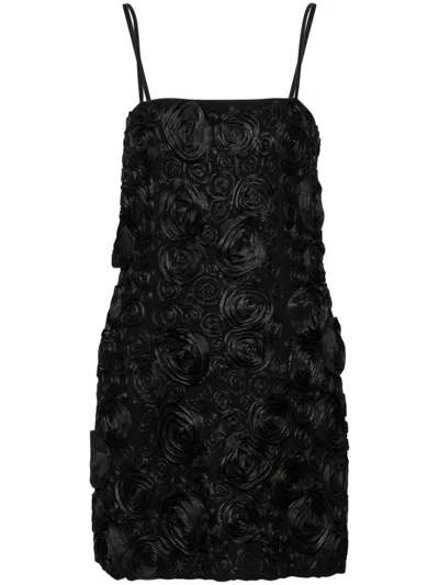 Blumarine Floral-appliqué Mini Dress In Black