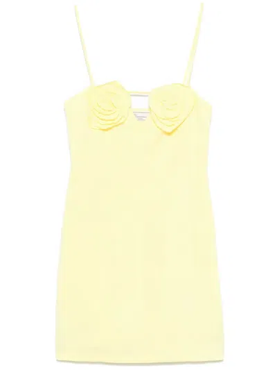 Blumarine Floral-appliqué Mini Dress In Yellow
