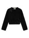 Blumarine Floral-appliqué Ribbed-knit Sweater In Black