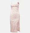 Blumarine Midikleid In Knitteroptik Mit 3d-rosen In Powder Pink