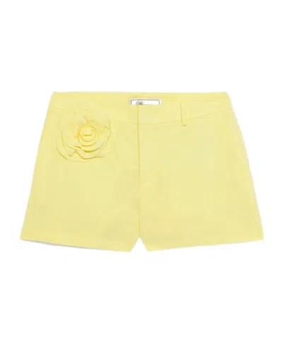 Blumarine Floral-appliqué Shorts In Yellow