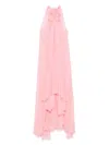 Blumarine Floral-appliqué Silk Maxi Dress In Pink