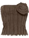 Blumarine Floral-appliqué Strapless Top In Brown