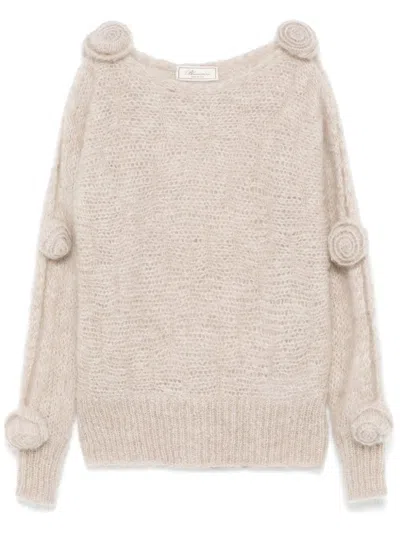 BLUMARINE FLORAL-APPLIQUÉ SWEATER
