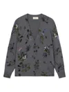 Blumarine Wool Blend Cardigan With Rhinestones In Gray