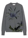 Blumarine Wool Blend Sweater With Rhinestones In Gray