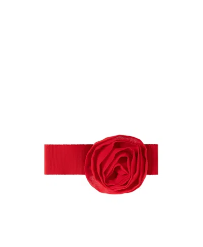 Blumarine Floral-brooch Choker Necklace In Red