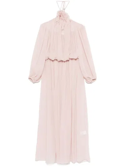 Blumarine Floral-brooch Maxi Dress In Pink