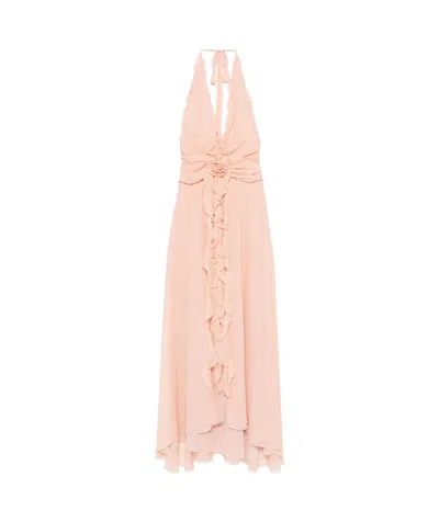 Blumarine Floral Decal Dress In Nude