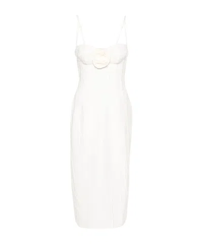 Blumarine Floral-appliqué Mid Dress In White