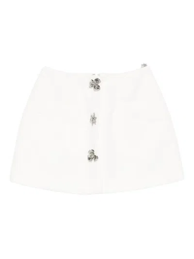 Blumarine Floral-embellishment Mini Skirt In White