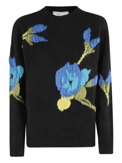 Blumarine Floral-embroidered Sweater In Blue