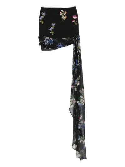 Blumarine Floral-embroidery Skirt In Black