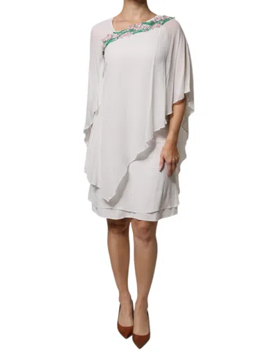 BLUMARINE FLORAL EMBROIDERY VISCOSE CHIFFON SHIFT WOMEN'S DRESS