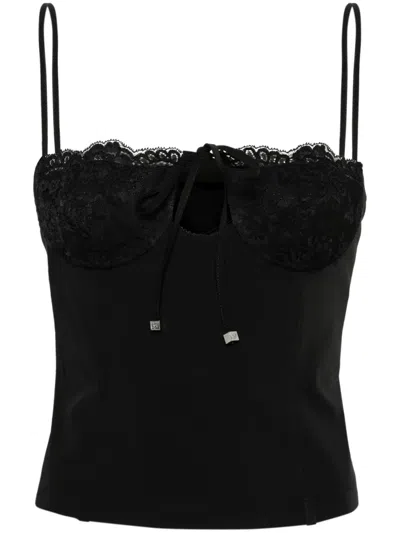 Blumarine Floral-lace Corset Top In Black