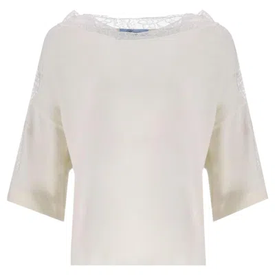 Pre-owned Blumarine Floral Lace Embellished Relaxed Top In Gray