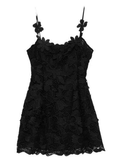 Blumarine Floral-lace Mini Party Dress In Black