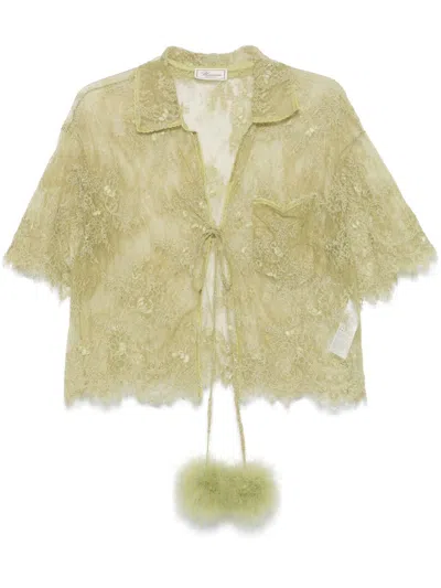 Blumarine Floral-lace Shirt In Green