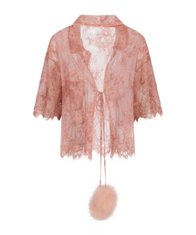 Blumarine Floral-lace Shirt In Pink