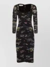 Blumarine Floral Midi Dress Long Sleeves In Multi