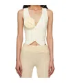 Blumarine White Floral Vest In Nude