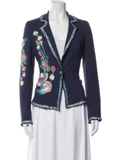 Pre-owned Blumarine Floral Print Blazer In Blue