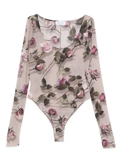 Blumarine Floral-print Body In Gray