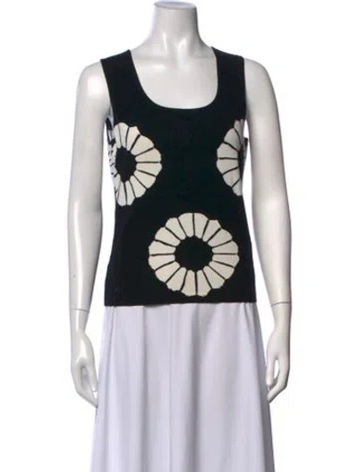 Pre-owned Blumarine Floral Print Crew Neck Top In Black