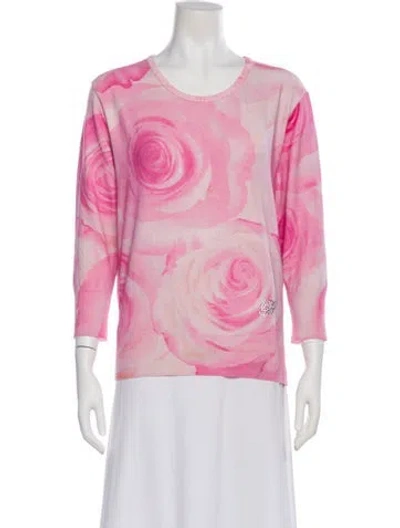 Pre-owned Blumarine Floral Print Crew Neck Top In Pink