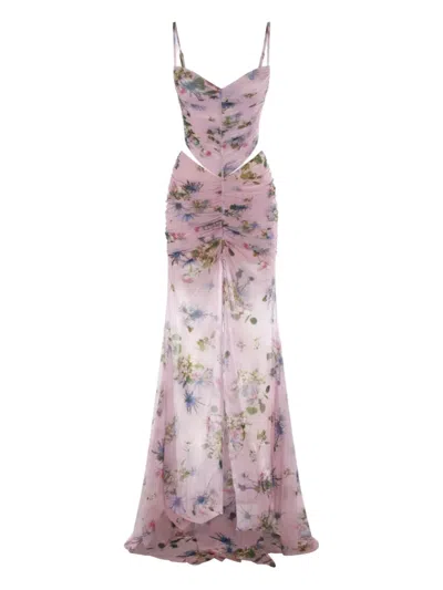 BLUMARINE FLORAL PRINT CUT-OUT DRESS