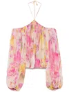 Blumarine Floral-print Georgette Blouse In Pink