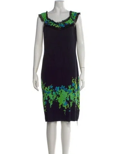 Pre-owned Blumarine Floral Print Knee-length Dress In Black